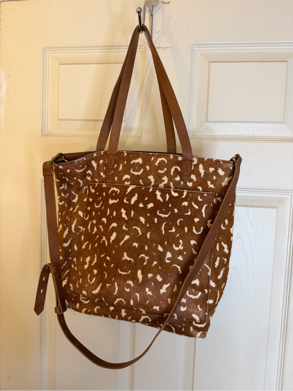 Madewell Brown and White Transport Leopard-Print Calf Hair Tote - Picture 3 of 13